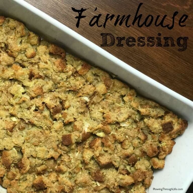 classic farmhouse dressing in baking dish