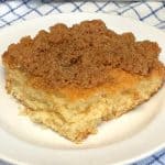 Piece of buttermilk coffee cake with brown sugar and cinnamon streusel