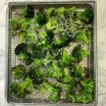 Lightly seasoned toaster oven and air fryer broccoli in a bowl