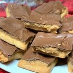 Lorna Doone dessert with peanut butter chips and melted chocolate