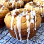 Simple icing dripping off cinnamon applesauce muffin