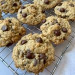 Old-fashioned oatmeal coco chip cookies on cooling rack