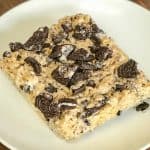 Oreo Rice Krispie Treat with crushed Oreos on top