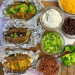Potato Bar ideas in small bowls and on baked potatoes