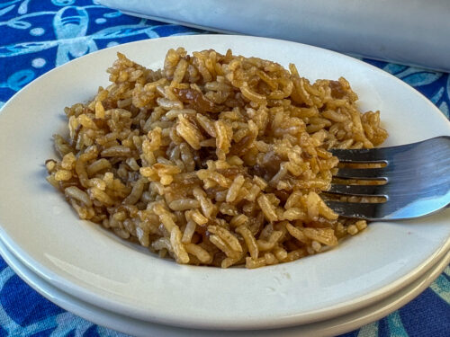 French Onion and Beef Consomme Rice - Plowing Through Life