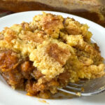 Tender buttery cake crumbs baked on a sweet potato pie mixture inspired by tiktok recipes.