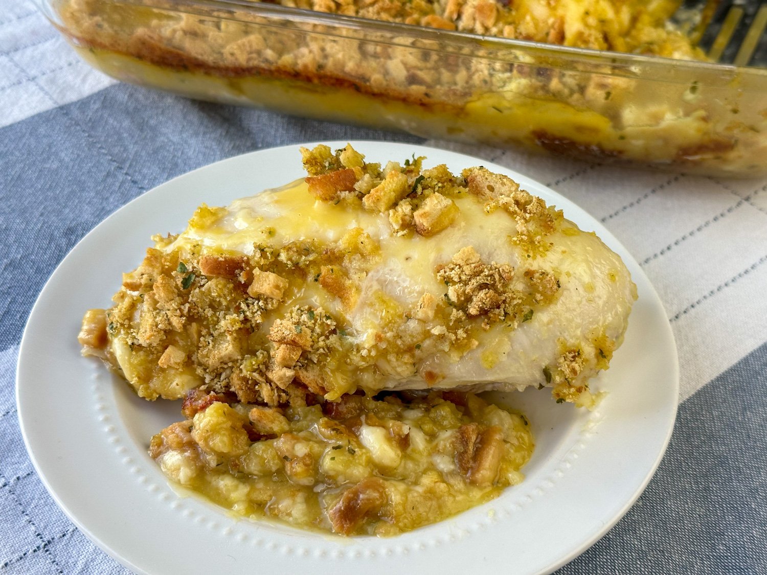 Swiss Chicken Casserole With Stuffing Plowing Through Life
