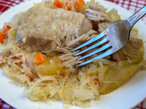 Instant Pot Pork Chops with Sauerkraut - Plowing Through Life